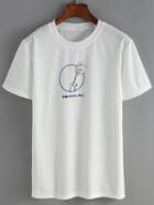 Shein Humorous Print White T-shirt