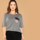 Shein Plus Sequin Pocket Patched Tee