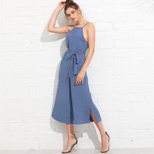 Shein Button Side Self Tie Wide Leg Jumpsuit