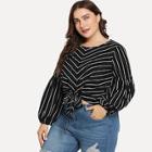 Shein Plus Knot Front Striped Top