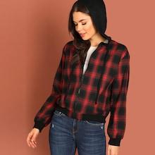 Shein Plaid Hooded Jacket