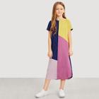 Shein Girls Zip Back Color Block Dress