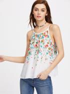 Shein Floral Print Pleated Front Swing Cami Top