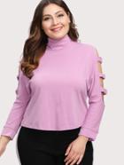 Shein Ladder Cut Sleeve Mock Neck Tee