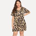 Shein Plus V-neck Leopard Print Dress
