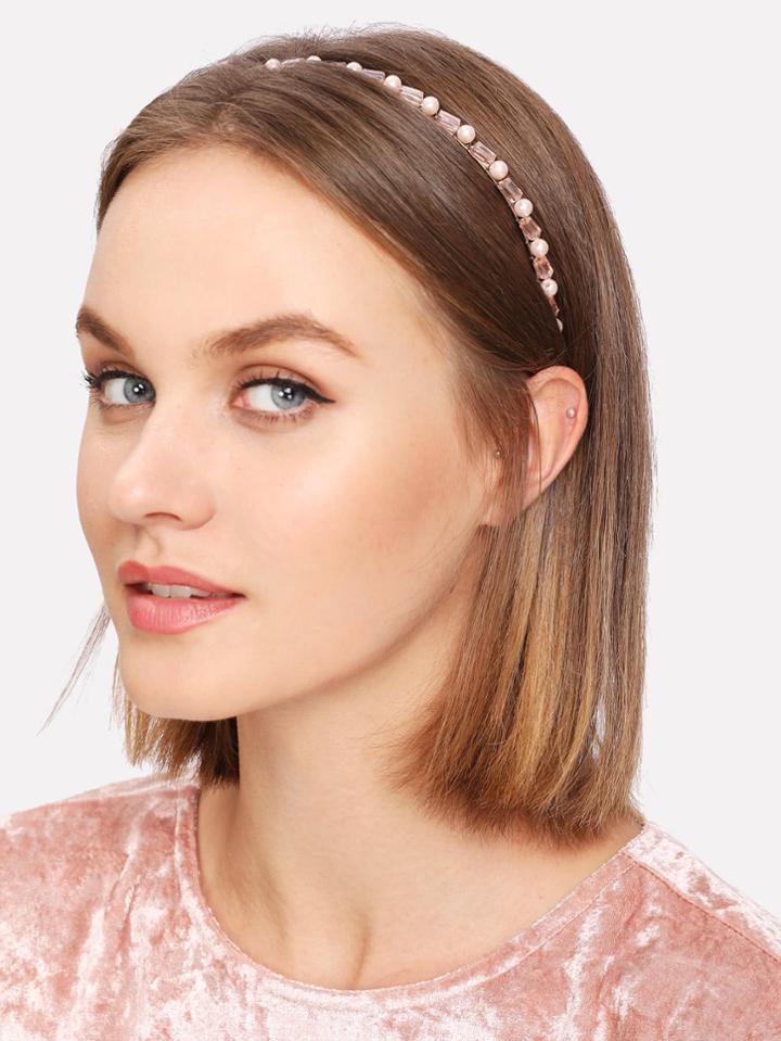 Shein Beaded & Faux Pearl Headband