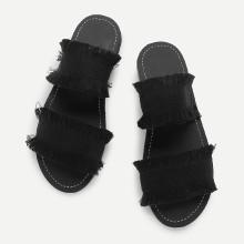 Shein Raw Trim Canvas Flat Slippers