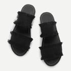 Shein Raw Trim Canvas Flat Slippers