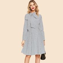 Shein Tie Neck Striped Dress