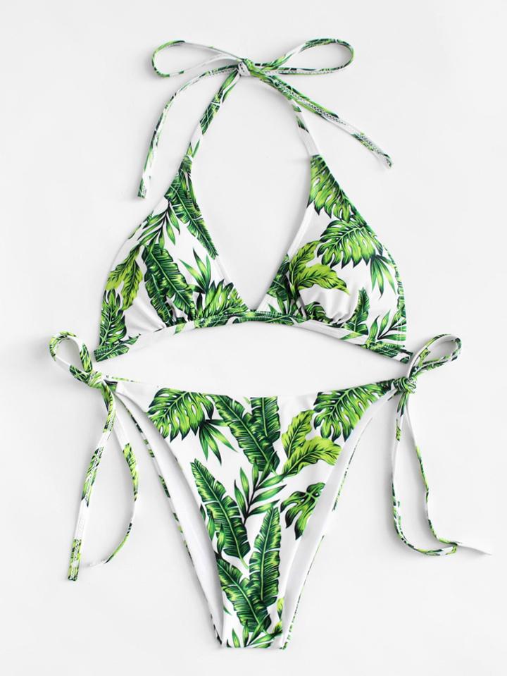 Shein Jungle Print Self Tie Bikini Set