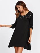 Shein Pearl Embellished Swing Tee Dress