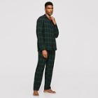 Shein Men Plaid Shirt & Pants Pj Set