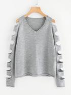 Shein Laddering Cutout Raglan Sleeve Sweater