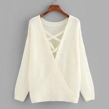 Shein Loose Knit Crisscross Wrap Back Jumper