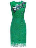 Shein Green Leaves Embroidered Sequined Sheath Dress