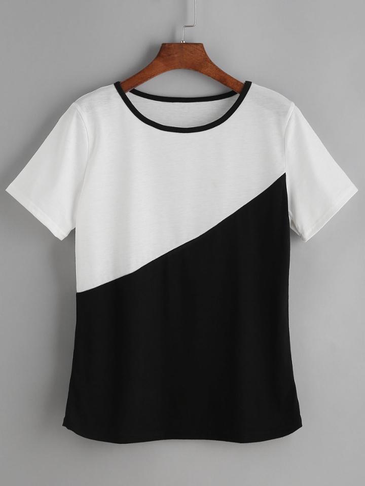 Shein Contrast Trim Color Block Tee