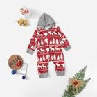 Shein Boys Christmas Print Hooded Jumpsuit