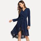 Shein Scallop Trim Laser Cut Surplice Wrap Dress