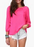 Rosewe Catching Three Quarter Sleeve Open Back Blouse