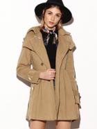 Shein Khaki Double Breasted Cape Coat