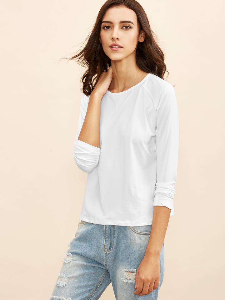 Shein White Raglan Sleeve T-shirt