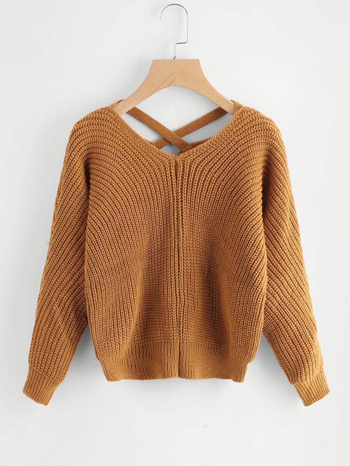 Shein Criss Cross V Back Sweater