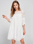 Shein Guipure Lace Shoulder Frilled Cuff Swing Dress