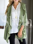 Shein Army Green Long Sleeve Lapel Coat