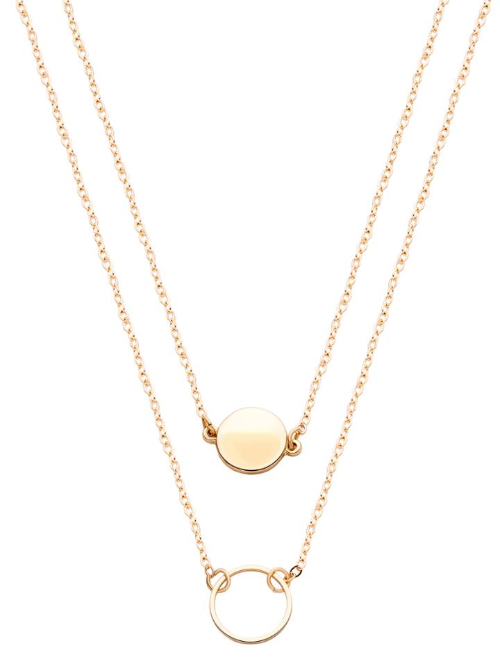 Shein Gold Double Layer Geometric Round Necklace