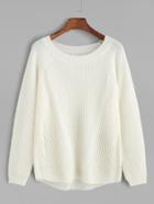 Shein White Mixed Knit Raglan Sleeve Sweater