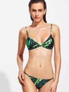 Shein Green Leaf Print Triangle Bikini Set