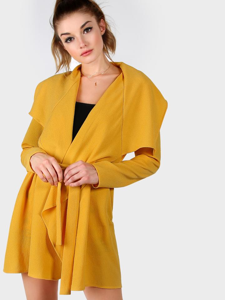 Shein Waterfall Collar Wrap Coat