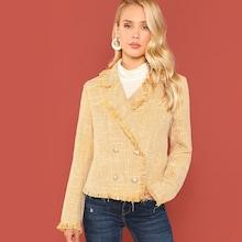 Shein Double Breasted Notched Neck Coat