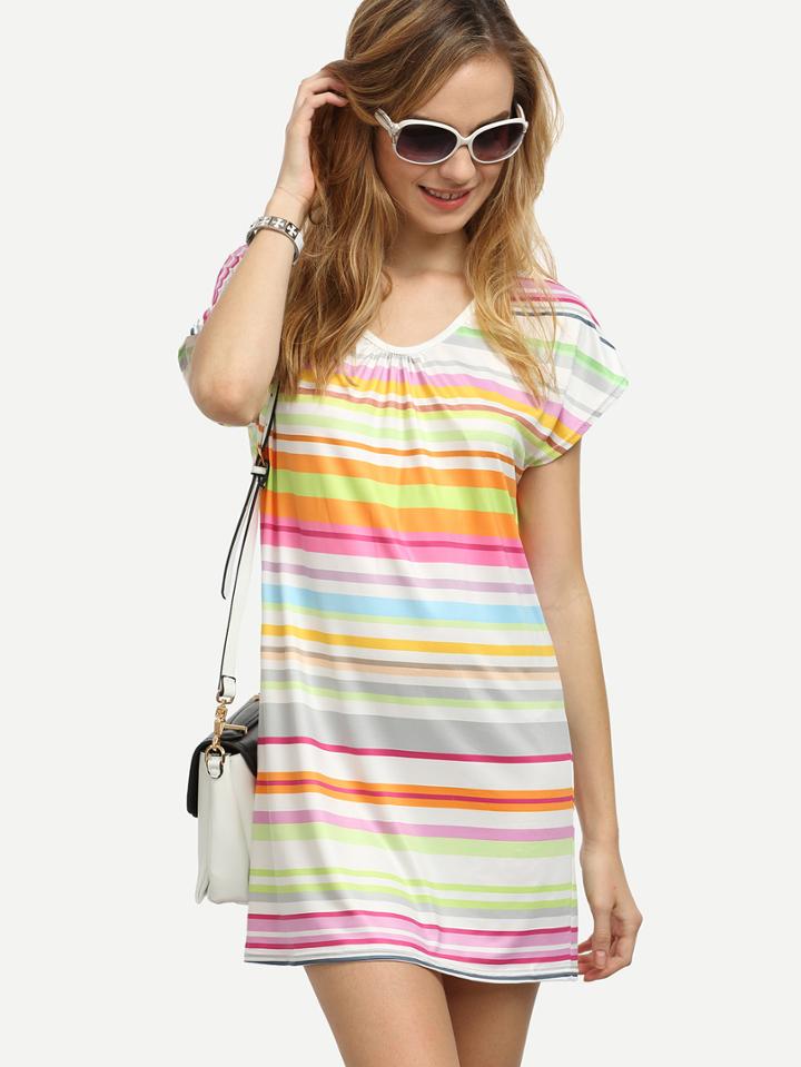 Shein Multicolor Striped Tee Dress