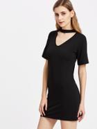 Shein Choker Plunge Neck Tee Dress