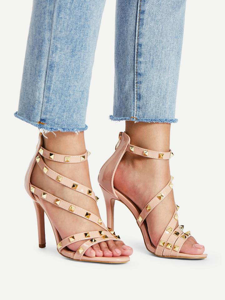 Shein Studded Decor Strappy Pumps