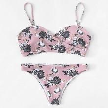 Shein Flower Print Wrap Bikini Set