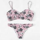 Shein Flower Print Wrap Bikini Set