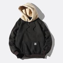 Shein Men Letter Print Contrast Hooded Sweatshirt