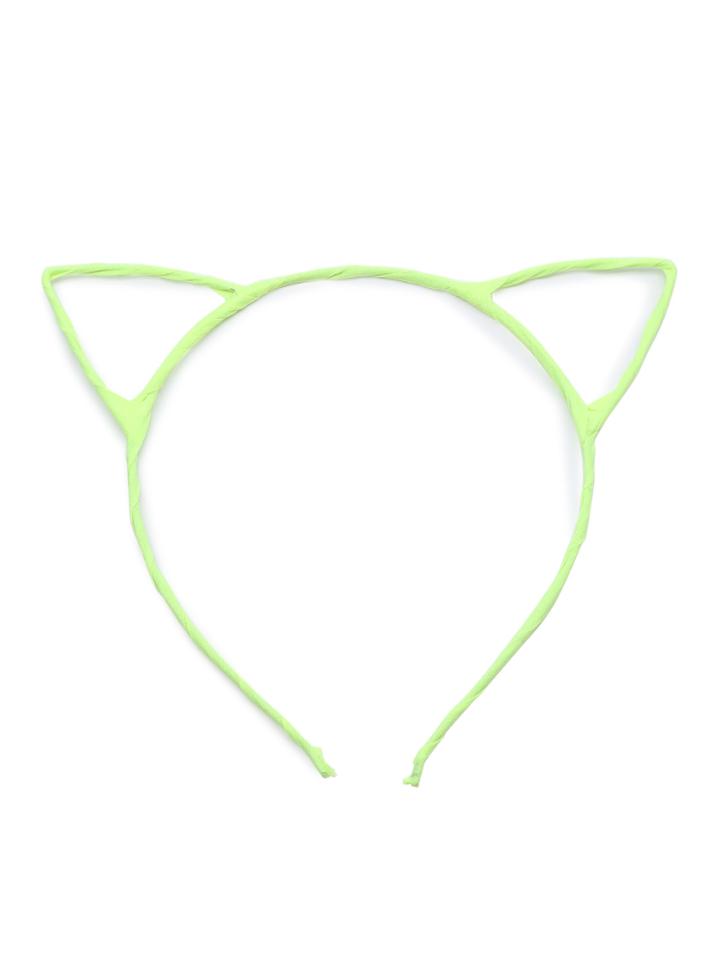 Shein Neon Yellow Cute Cat Ears Hair Band