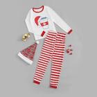 Shein Christmas Hat Print Striped Pajama Set