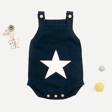 Shein Toddler Boys Star Pattern Knit Jumpsuit