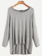 Shein Grey Drop Shoulder Dip Hem T-shirt