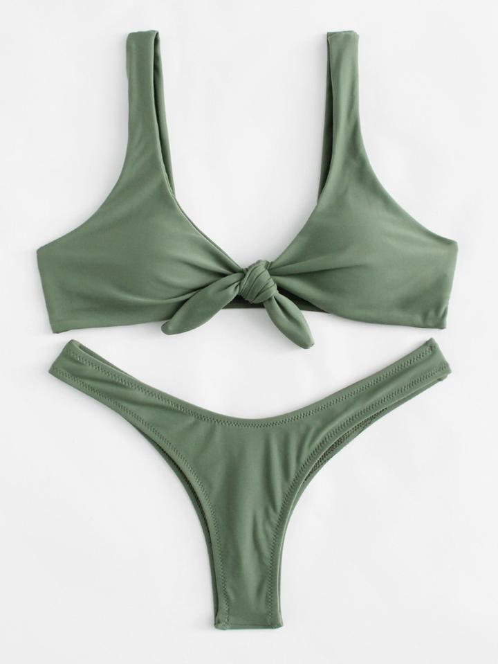 Shein High Leg Knot Bikini Set