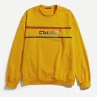Shein Men Striped And Letter Pullover