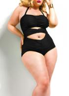 Rosewe Plus Size Black Hollow Out Padded Swimwear