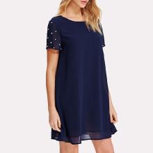 Shein Pearl Beaded Sleeve Tunic Dress