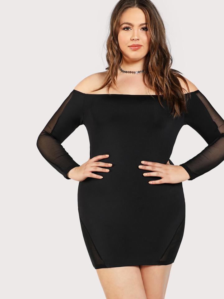 Shein Mesh Insert Bardot Dress