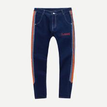 Shein Men Tape Detail Letter Embroidery Skinny Jeans