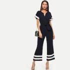 Shein Contrast Striped Jumpsuit